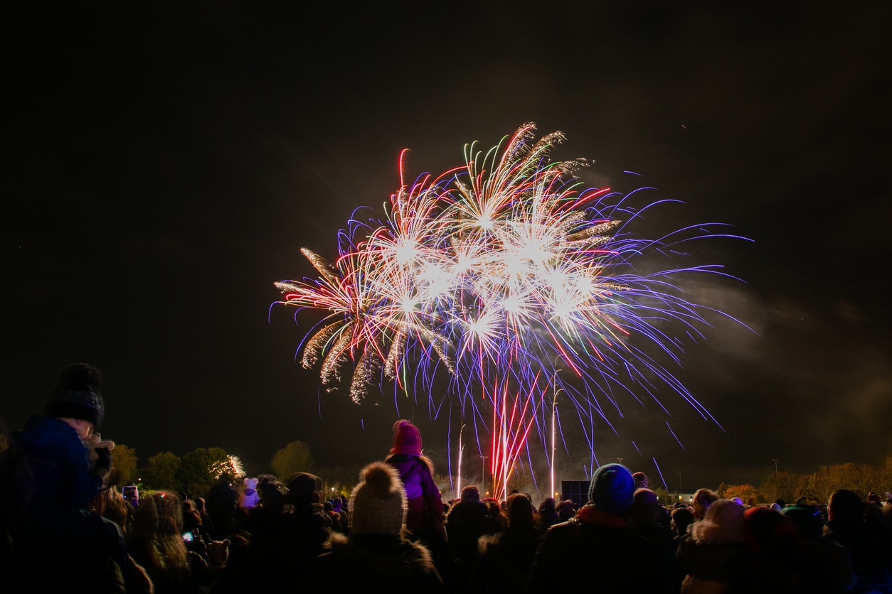 People Watching Firework Display